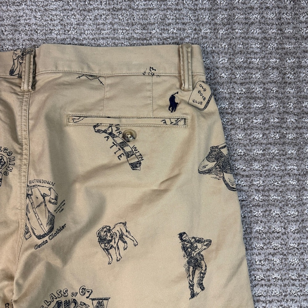 Polo Ralph Lauren Mens 32x30 Khaki Collegiate Graphic Print Straight Fit Chinos - Picture 8 of 9